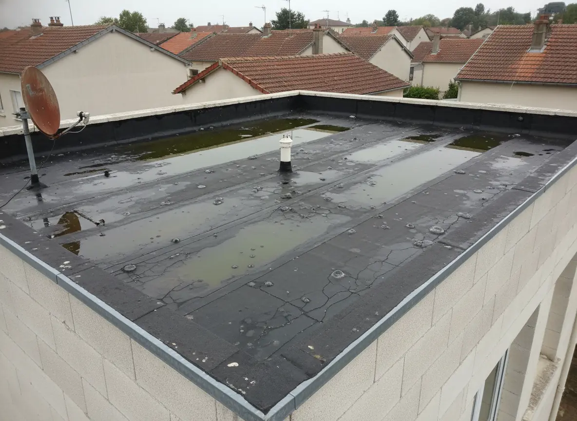 Étanchéité toiture terrasse : état avant intervention à Thionville